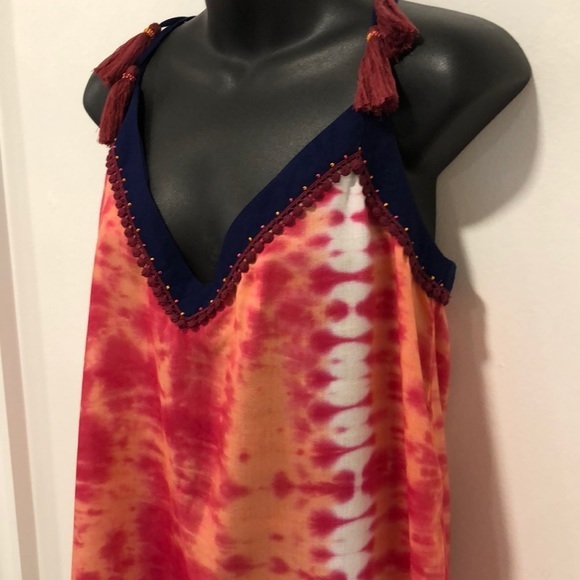 Onda de Mar Tie Dye Top with Tassels Size M - Picture 3 of 11